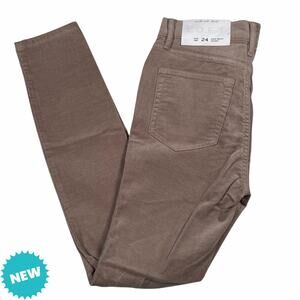Loft Pants Women's Size 00P 24 Brown Corduroy High Waist Skinny NEW